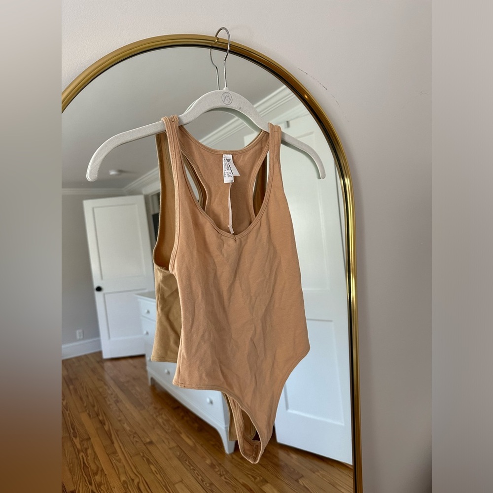 American Apparel Cotton Spandex Jersey Tank Thong in Nude Size XS